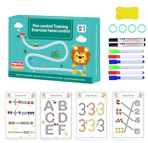 Buch Zum Nachzeichnen Von Buchstaben Für Kleinkinder, Vorschul-ABC-Übungsbuch | Handschrift-Trainingsheft, Schreiblernheft Für Kinder, Nachziehbuch Mit Buchstaben & Zahlen, Lernheft Für Kindergarten