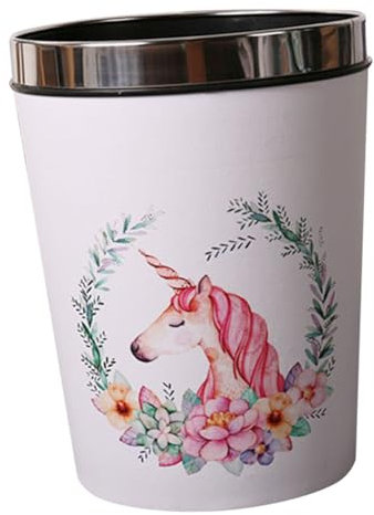 HOUDERCO Unicorn Trash Can Waste Basket for Boys and Girls Bedroom Pressing Ring Design Bathroom Trash Organizer Kitchen Garbage Container