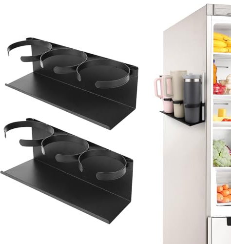 SAVITA 2stk Magnetische Becherhalter für Stanley, 33x10,5x10cm Kühlschrankmagnet-Organizer Wasserflaschenaufbewahrung Ideal für Kühlschrank Kaffeemaschine Metallschrank (Schwarz)