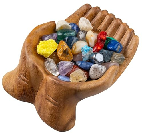 Cuenco decorativo a mano tallado - Cuencos decorativos de madera, soporte de piedra de | Tazón de madera hecho a mano, pieza central de mesa rústica, para llaves, joyas, decoración natural