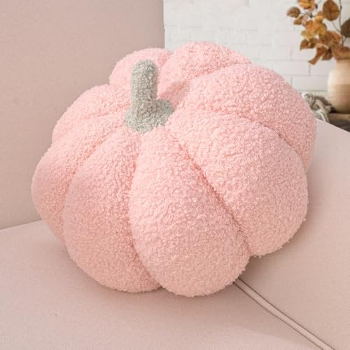 Yhoelata Cojín Pequeño de Calabaza de Halloween, con Forma de Calabaza Rosa Cojín Decorativo para Otoño, Cojines Deco de Terciopelo de Peluche, Cojines Decoracion para Cama, 20cm