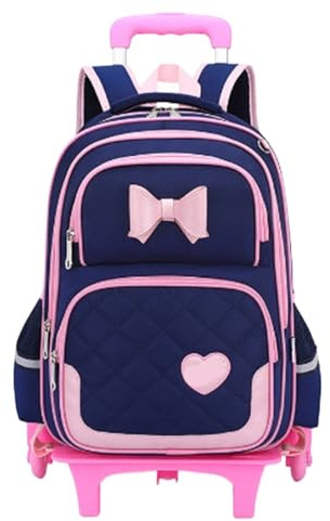SNGUOQ Schulranzen Mit Rollen Schulrucksack mit Rollen for Schüler, Schultrolley mit Rollen for Mädchen, Kinder, Schulranzen mit Rollen(Blue)