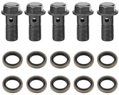 Watris Veiyi 5 Stück M10x1,25mm Bremse Bolzen, Motorrad Bremsschrauben | mit 10 Unterlegscheiben, für Motorräder Hauptbremszylinder