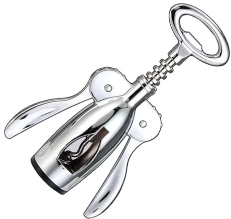 Inoxydable Tire-bouchons Argenté Ouvre-bouteille Acier, en Vin | Design Discret et Élégant, Ouverture Pratique, Adapté aux Anniversaires, Format Compact, Finition Argenté