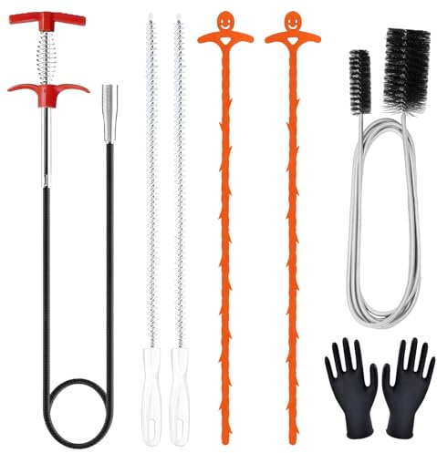 7Pcs Drain Unblocker Tools, Hair Clog Remover Sink Snake Drain, Double Ended Nylon Pipe Cleaner Brush, Sin Unblocker Brush, Multifunctional Plumbing Sink Unblockers Tool for Bathroom Kitchen Plug Hole