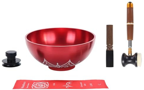 Harilla Tibetisches Klangschalen-Set, Meditations-Gong-Instrument, entspannendes Basteldekor, Kunstbedarf, Ornament mit Holzhammer für Männer und Frauen, C5