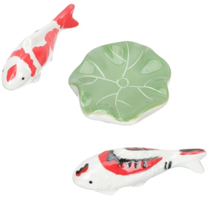 Kisangel 3 Stück Keramikkugeln Schwimmkugeln für Aquarium Teich Deko Fischornamente Handbemalt Lebendige Natürliche Gestaltung Tischdekoration Rosa Rot