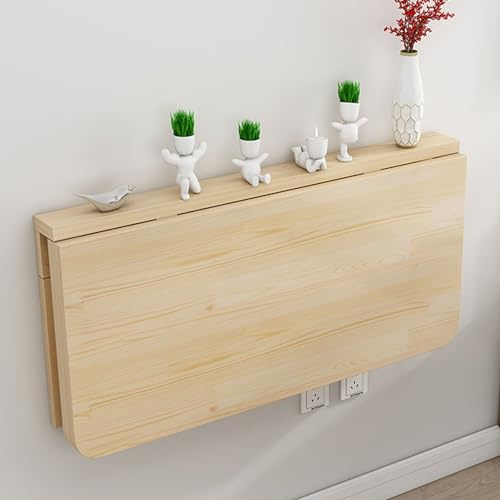 Wall Mounted Folding Dining Table - Space-Saving Drop-Leaf Desk for Small Rooms Floating Laptop Workbench & Foldable Breakfast Bar Shelf Perfect for Home Office & Dining Use