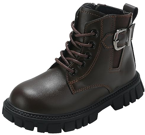 2026 - Botas de invierno para niñas, zapatos de moda, tacón grueso, suela suave, botines casuales, cómodos y transpirables, Brown, 13 UK Child