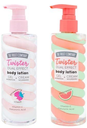 The Fruit Company Loción Corporal Pack 2ud + Hidratación Intensiva Dual Effect + Gel & Crema con Ácido Hialurónico + Textura Ligera No Grasa + Aroma Dulce + 200g (Piel Suave y Glow Diario) (FN SANDIA)