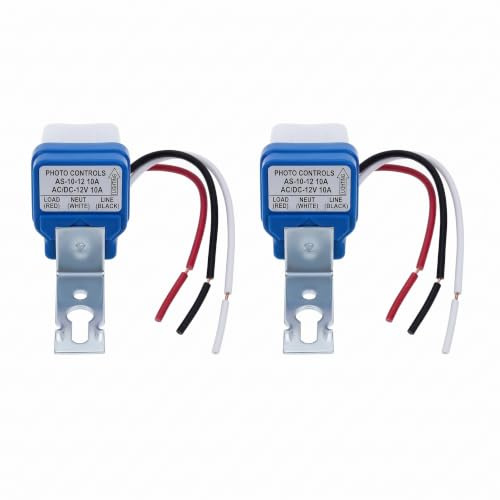 Xevtrak 2 Pezzi Interruttore Crepuscolare Esterno, Interruttore Automatico Impermeabile con Sensore Fotoelettrico per Controllo Automatico, Cella Luce 12V 220V 10A Risparmio Energetico