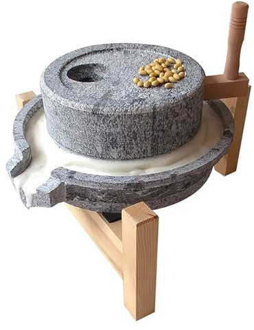 Molino De Grano De Piedra, Molinillo De Piedra Azul Para Cereales Secos Y Húmedos, Molinillo Manual Para Cocina Casera, para Cereales/Leche de Soja/Granos de Café(23cm/9in)