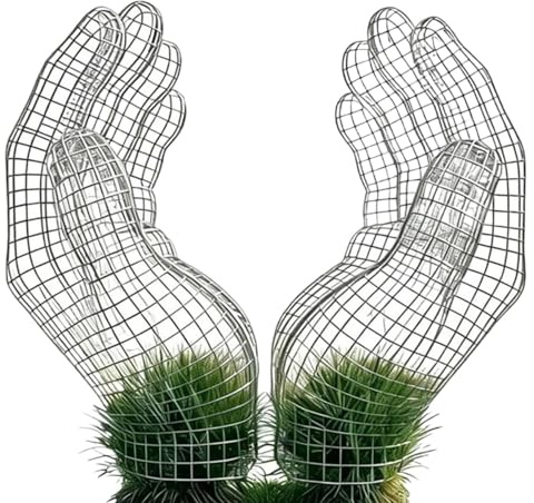 Traliccio per piante rampicanti per esterni, in ferro artistico a forma di mano, stecche di supporto per piante, per clematidi all'aperto, terrazza, cortile, giardino, prato, traliccio