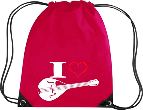 Shirtstown Premium Gymsac Musique I Love Mandoline, rouge