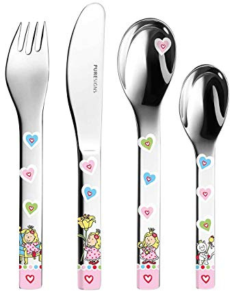 Puresigns Kinderbesteck ONE Nelia Prinzessin Edelstahl 4-teilig (Messer, Gabel & Löffel)