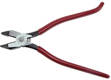 Klein Tools D201-7CSTA Linesman Pliers, Side Cutters with Spring Loaded Action, Ironworker Pliers have Aggressive Knurl and Tempered Handles