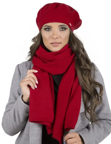 VIVISENCE Damen Baskenmütze Eleganter Wintermütze Warm Und Gemütlich Kopfbedeckung An Winter Und Herbst Warm Dick Strickmütze, Klassisch Mütze Für Frauen Modell 7005