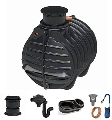 Zisterne Erdtank 4500 Liter Komfort II inkl. Ausgleichsdom, Deckel, Regenwasserfilter mit Siphon, beruhigtem Zulauf und Regenwasserpumpen-Set - Regenwasserbehälter bzw. Regenwassertank unterirdisch