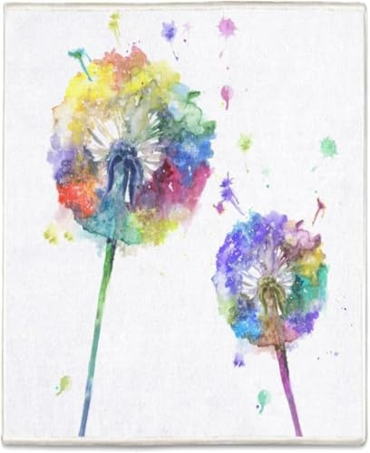 arteneur WC Vorleger ohne Ausschnitt 50x60 cm Bunte Pusteblume | Badezimmerteppich 550 g/m², weich, saugstark, schnelltrocknend, rutschfeste Unterseite, 40°C waschbar, für Fußbodenheizung