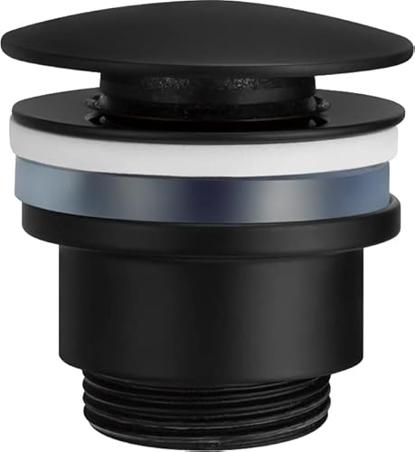 ALMACEN DE LA CASA IMEX - Válvula Click-Clack - Apto para Desagüe Universal - Con o Sin Rebosadero - Negro Mate - 8x8 Cm - 0,3 Kg