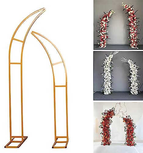 KDXYSL Arche de Mariage en métal, Arche de Jardin en Metal pour Plantes grimpantes, Decoration Mariage/Arche de Ballons,la décoration de fête d'anniversaire, Gold, 150cm+180cm