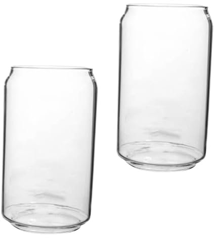STOBAZA 2pezzi Bicchiere Forma Di Lattina Anello Di Estrazione Contenitore Per Bevande Vetro Trasparente Adatto Per Birra Cocktail Gelati Tè