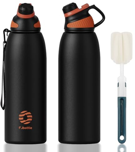 Fjbottle Bouteille d'eau en acier inoxydable de 600 ml/800 ml/1 L/1,5 L avec couvercle magnétique, isotherme sans BPA, bouteille d'eau sous vide pour boissons chaudes et froides, anti-fuite, pour la
