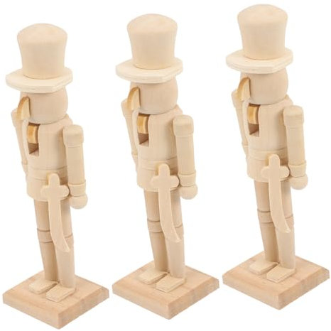 PAMINGONO 3pezzi Soldatini Di Legno Non Verniciati Per Decorazioni Natalizie Articoli Fai Da Te Per Puppets Di Noci Per Decorare Casa e Scrivania