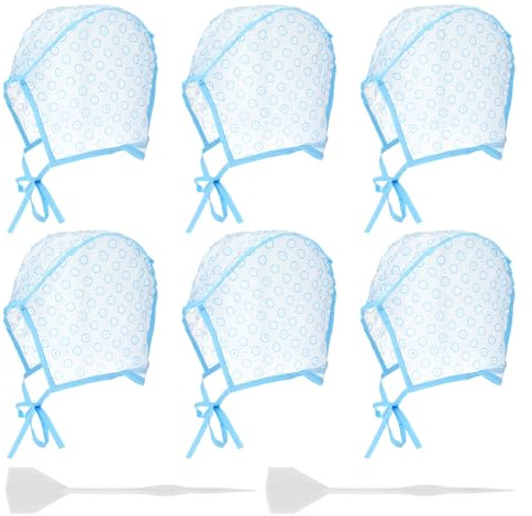 IANFAN 6 Stück Strähnchenhaube Set, Haar Highlight Kappe Einstellbar Färbung Hervorhebung Kappe mit 2 Kunststoffhaken Strähnenhaube Mit Löchern Färben Haare Werkzeug für Heimgebrauch Salon