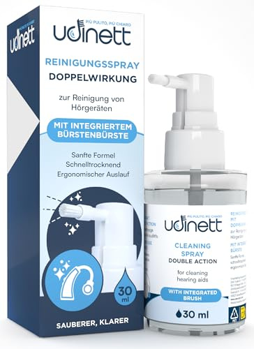 Limpiador de Audífonos en Aerosol Cepillo Integrado - Udinett 30ml Fórmula Sin Alcohol para Limpiar Auriculares Bluetooth de Secado Rápido Elimina la Cera y la Suciedad