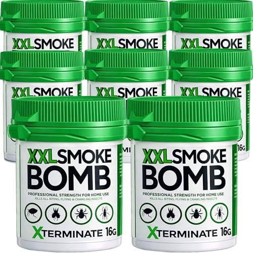 Xterminate Flea Bombs for the Home 16g Up to 550m3 Coverage per Fumer Kills Fleas Bed Bugs Carpet Moths Cluster Fly Silverfish Carpet Beetle and more XXL Smoke Bomb Fogger HSE Approved (16g x 8)