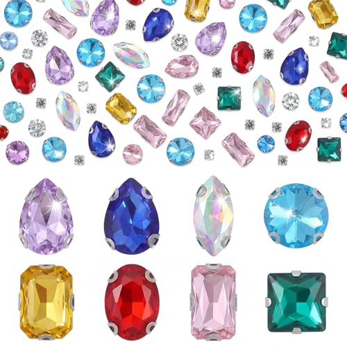 240 stycken smyckesstenar för sömnad, glas kristallstrass, diamantkläder akryl glas sömnad ädelstenar för kläder gör-det-själv hantverk smyckestillverkning diamanttillbehör (flera färger)