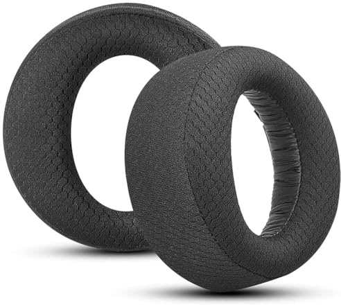 WUFKOP 1 Paio Cuscinetti Sostitutivi per Cuffie PS5, Padiglioni Auricolari in Tessuto a Rete con Schiuma Fonoisolante per Son PlayStatio 5 Puls 3D Wireless, Nero, per Gaming e Uso Prolungato