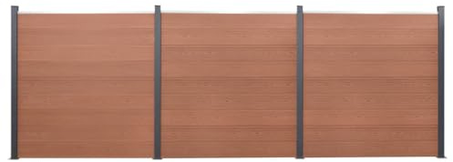 HETFTJN Gartenzaun Set 526x186 cm Braun WPC Doppel-Design als Sichtschutz Zaun für Garten Balkon & Terrasse robust langlebig modular erweiterbar