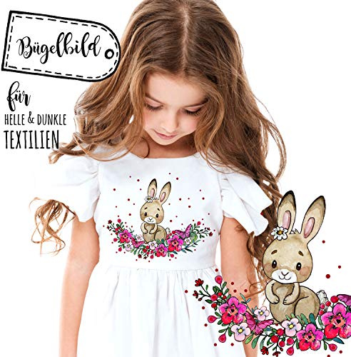Bügelbilder Hase Häschen & Punkte Applikation Bügelbild Bügelmotiv Aufbügelbilder für Mädchen bb108 ilka parey wandtattoo-welt®