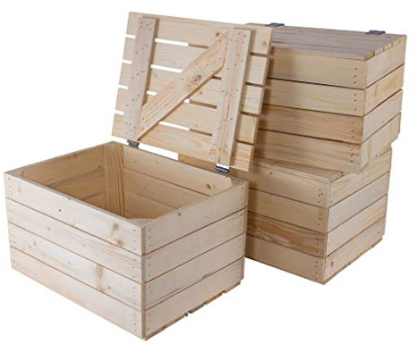 3 helle natur Holztruhen 49cm x 36cm x 29cm Obstkisten Weinkiste Truhe unbehandelt Vintage Look Landhaus Wohnzimmer Schatztruhe Kiste aus Holz