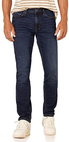 Amazon Essentials Men's Slim-Fit Jeans – Comfort Stretch Straight - Discontinued Colours, Dark Blue Vintage, 33W / 28L
