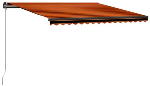 vidaXL Tenda da Sole Retrattile Manuale LED Tendone Avvolgibile Balcone Tendina Parasole Telo Telone Tendaggi Giardino 450x300cm Arancio Marrone