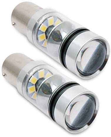 Riloer Luces de Freno de Coche, 2 Luces LED de Marcha Atrás de 12 V 100 W/Luces de Señal de Giro para Enchufe 1156 BA15S, CANBUS sin Errores, Luz Blanca HID de Xenón 6500 K