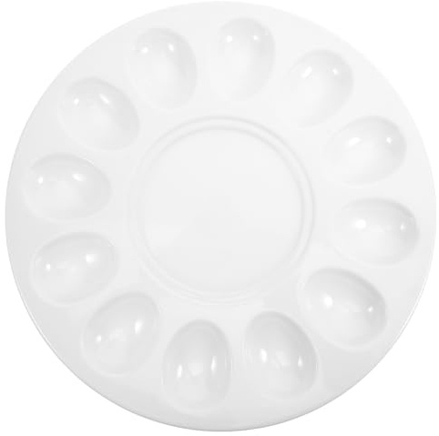 Hemoton Eierplatte Aus Für Halbe Eier, Osterteller Für Snacks, Salate Und Dips, Elegantes Serviertablett Für Küche, Grillpartys Und Picknicks (Weiß, 30 Cm)