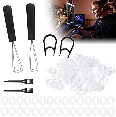 Charshiu 300 Pcs O-Rings Keyboard Silicone Damper + 2 Pcs Metal Keycap Removal Tool + 2 Pcs Plastic Keycap Puller + 2 Pcs Keyboard Cleaning Brush