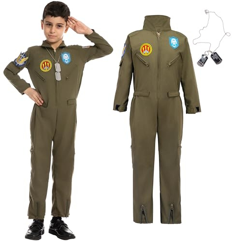 Spooktacular Creations Halloween-flygpilotkostym för pojkar för barnutklädningsfest (liten (5–7 år))