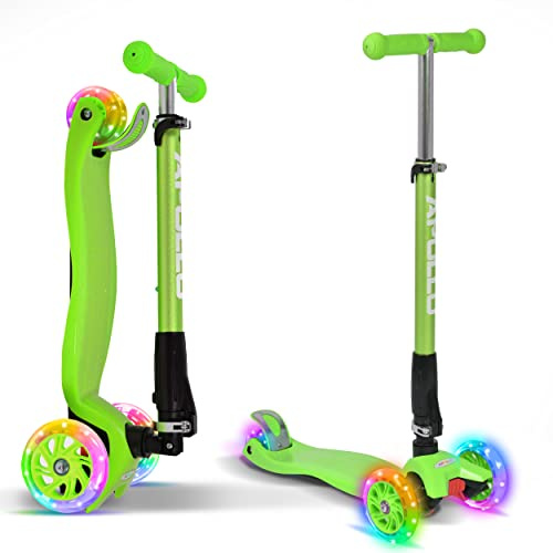 Apollo Kids Whiz Vikbar LED-skoter för barn från 3 år, LED-hjul för pojkar och flickor, oavsett om det är 3, 4, 5 eller 6 år, stabil skoter för en upplevelse på