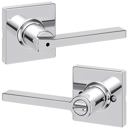Kwikset Casey Privacy Door Lever for Bedroom/Bathroom Door in Polished Chrome