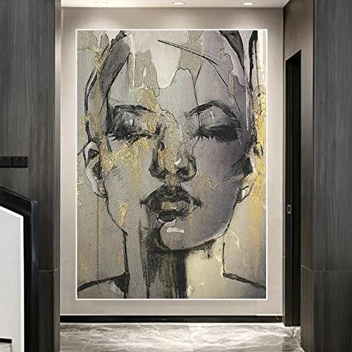 Abstraktes Gesicht Mädchen Poster und Drucke Schwarz Weiß Leinwand Kunst Schöne Frauen Gesicht Portrait Wandmalerei Bilder Dekoration 55x83cm Rahmenlos