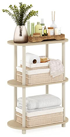 Furinno Turn-N-Tube inga verktyg 3-nivåer modern oval sidoställ Bauhaus ek/beige