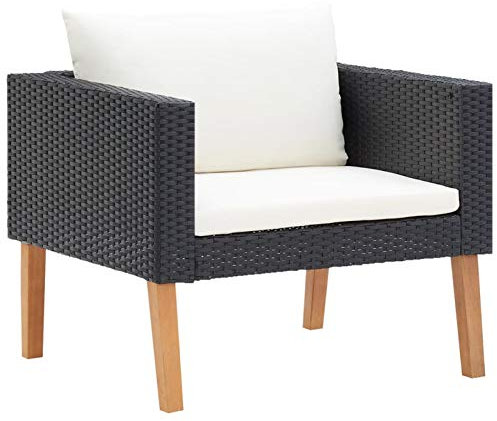 Festnight Rattansofa 1 sitzer Gartensofa Balkon Sofa Gartenlounge Outdoor Sofa Gartensofa Wetterfest Schwarz mit Auflagen Rattansofa Balkon Terrasse Gartenmöbel