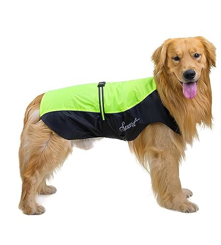 MeiDai Haustier-Hunderegenmantel, wasserdicht, reflektierend, Hundejacke, atmungsaktiv, Regenmantel, Umhang for große Hunde, Bekleidung, Kleidung, Heimtierbedarf (Color : Grün, Size : XXL)