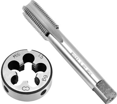 QWORK® Gewindebohrer M16x1.5mm, Gewindebohrer und Schneideisen Set