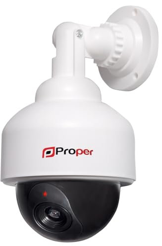 Properav Outdoor Indoor Fake Dummy Imitation Dummy CCTV Security Camera, Waterproof Aluminium with Blinking Flashing Light Speed Dome Shape White